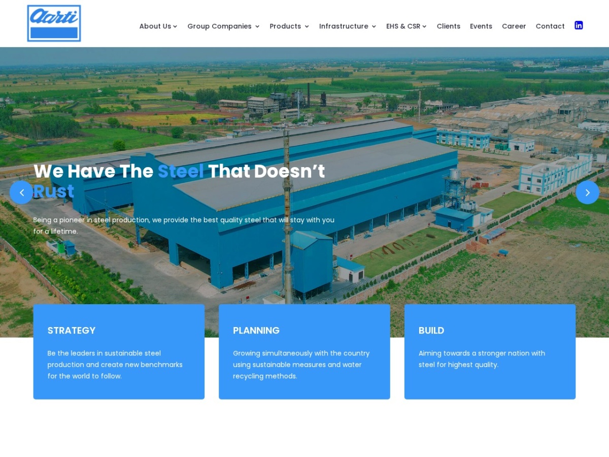 Aarti Steel International website